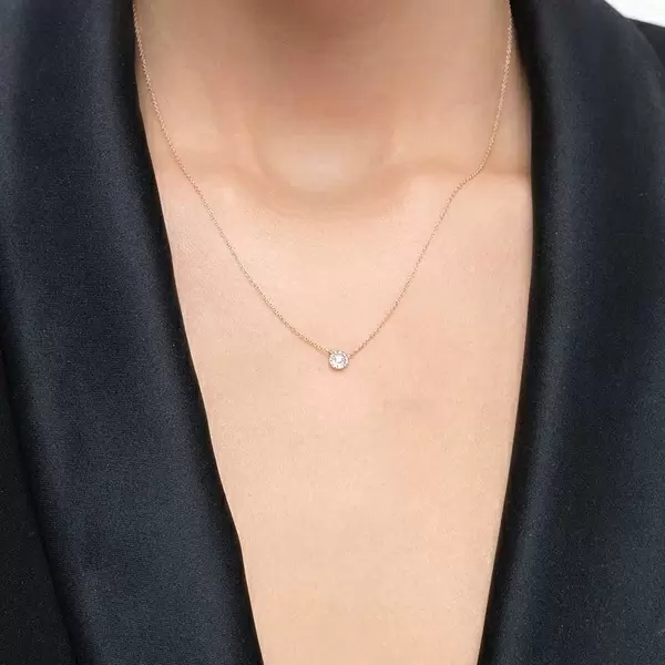 Leaf Jewelry Halskette Pavé II mit Diamanten, 18 K Rosegold Sonderangebot der Fabrik