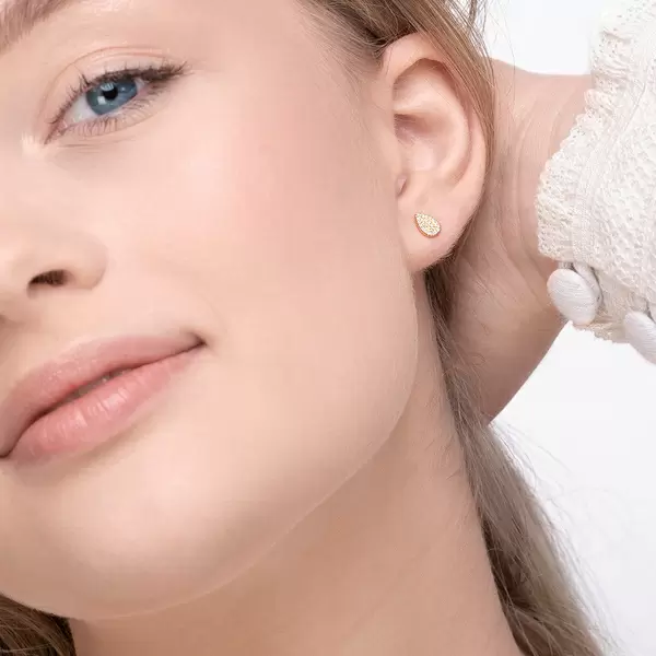 Leaf Jewelry Ohrstecker Drops mit Diamanten, 18 K Gelbgold Vierteljährliche Förderung