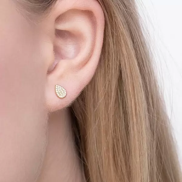 Leaf Jewelry Ohrstecker Drops mit Diamanten, 18 K Gelbgold Vierteljährliche Förderung