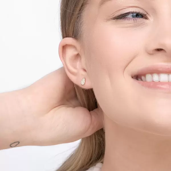 Leaf Jewelry Ohrstecker Drops mit Diamanten, 18 K Gelbgold Vierteljährliche Förderung