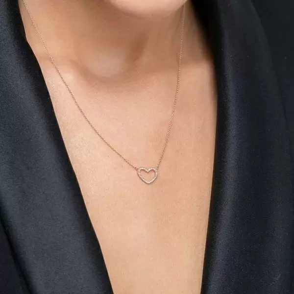 Leaf Jewelry Halskette Heart mit Diamanten, 18 K Roségold Discount Store für neue Produkte