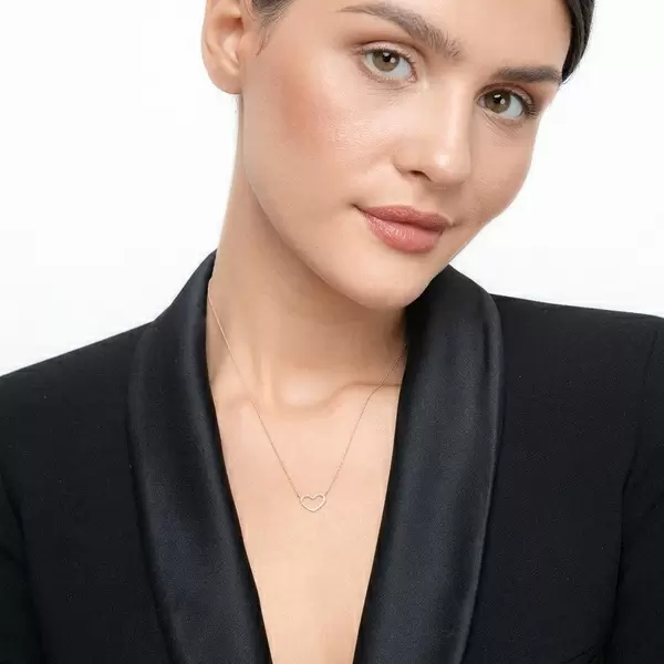 Leaf Jewelry Halskette Heart mit Diamanten, 18 K Roségold Discount Store für neue Produkte