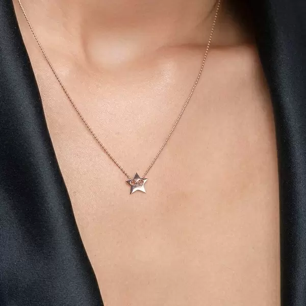Leaf Jewelry Halskette Star, 14 K Rosegold Super Rabatt