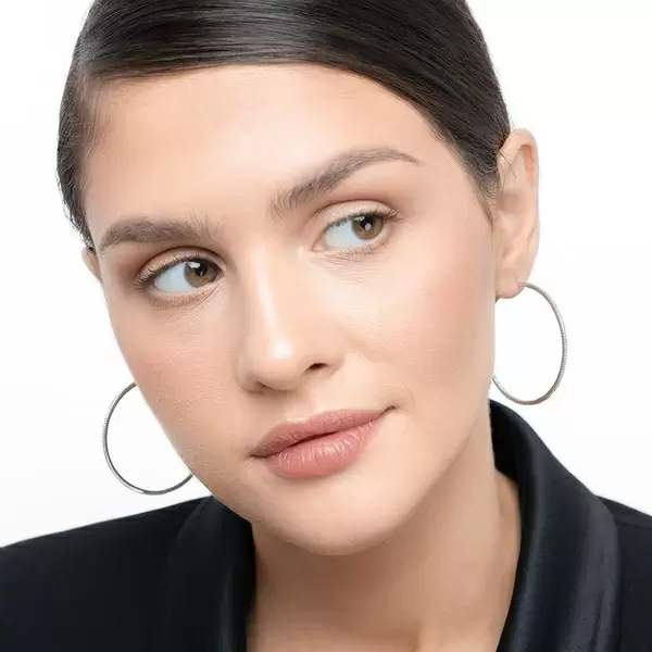 Leaf Jewelry Creole Circle XL mit Diamanten, 50mm, 18 K Weißgold Fabrikladen