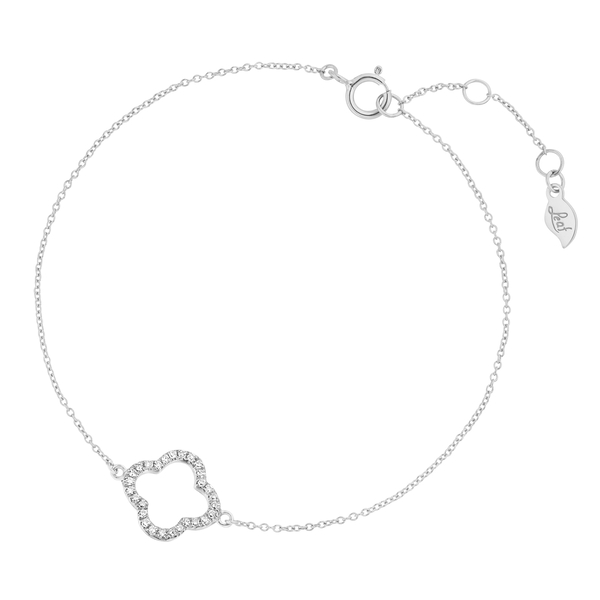 Leaf Jewelry Armkette Clover mit Diamanten, 18 K Weißgold