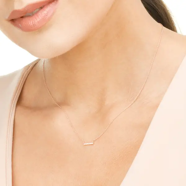 Leaf Jewelry Halskette Horizontal Bar, Diamant, 14 K Rosegold Outlet
