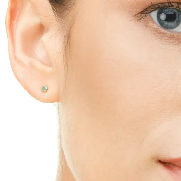 Leaf Jewelry Ohrstecker Smaragd, 14K Rosegold Fabrikverkauf