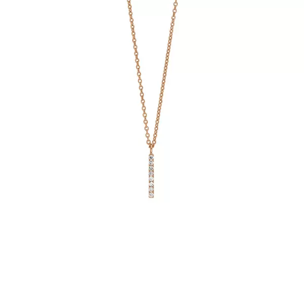 Leaf Jewelry Halskette Small Bar, Diamant, 14 K Rosegold Kostenloser Versand
