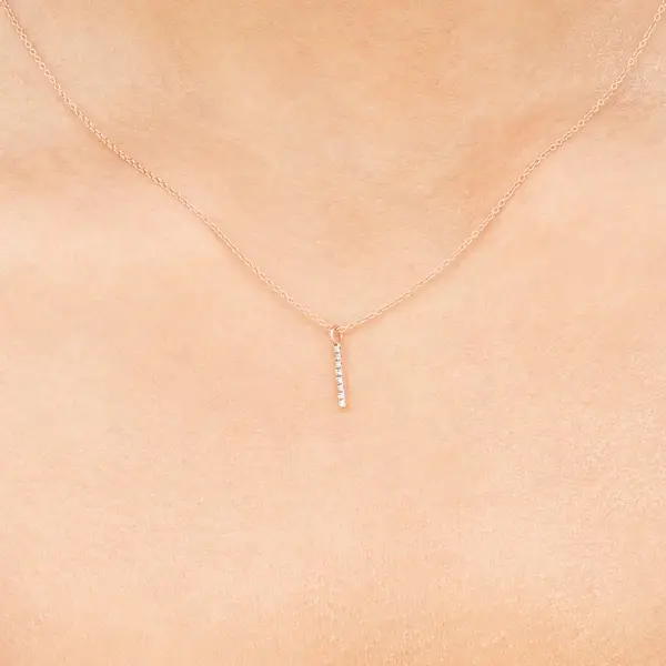 Leaf Jewelry Halskette Small Bar, Diamant, 14 K Rosegold Kostenloser Versand