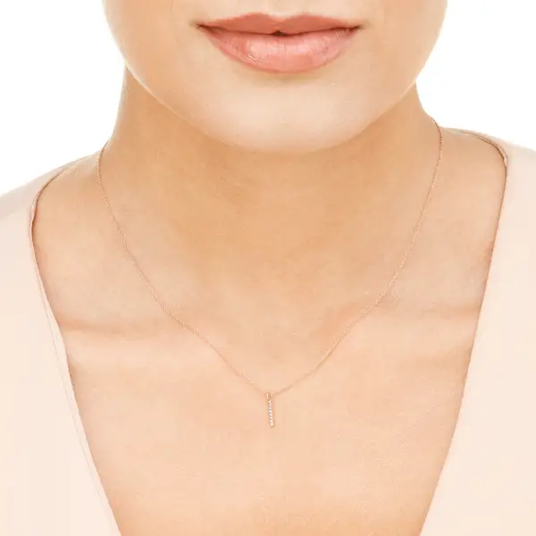 Leaf Jewelry Halskette Small Bar, Diamant, 14 K Rosegold Kostenloser Versand