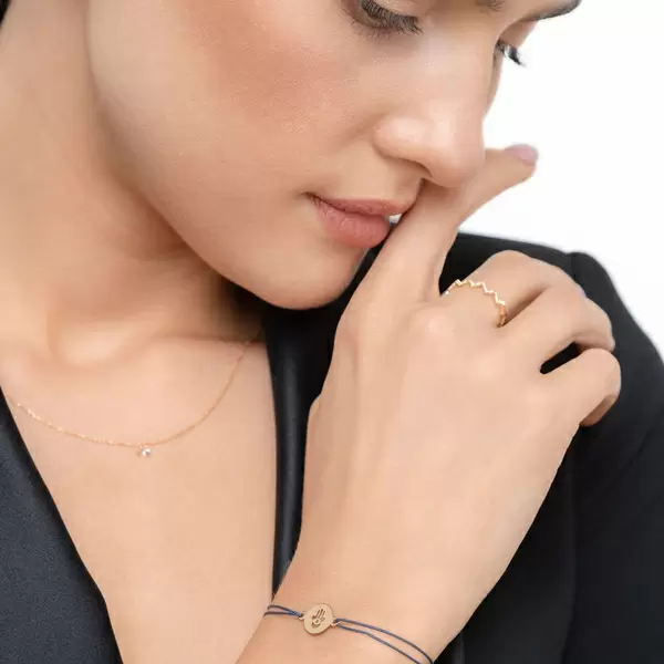 Leaf Jewelry Glücksbändchen Hand der Fatima, 14 K Gelbgold, Beige Fabrikpreis