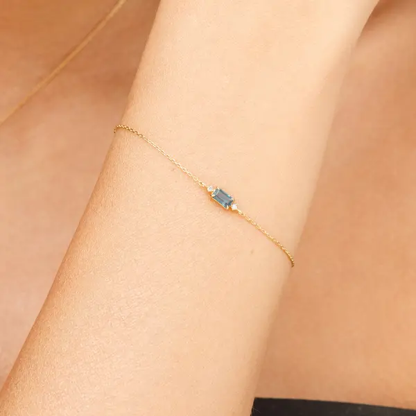 Leaf Jewelry Armkette London Blue Topas, 14K Gelbgold Rabatt