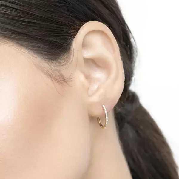 Leaf Jewelry Creole Circle S mit Diamanten, 15mm, 18 K Gelbgold Großer Ausverkauf