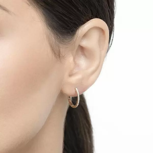 Leaf Jewelry Creole Circle S mit Diamanten, 15mm, 18 K Gelbgold Großer Ausverkauf