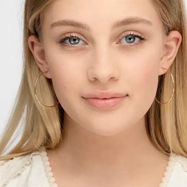 Leaf Jewelry Creole Rund L, 40mm, 14 K Gelbgold Begrenztes Angebot