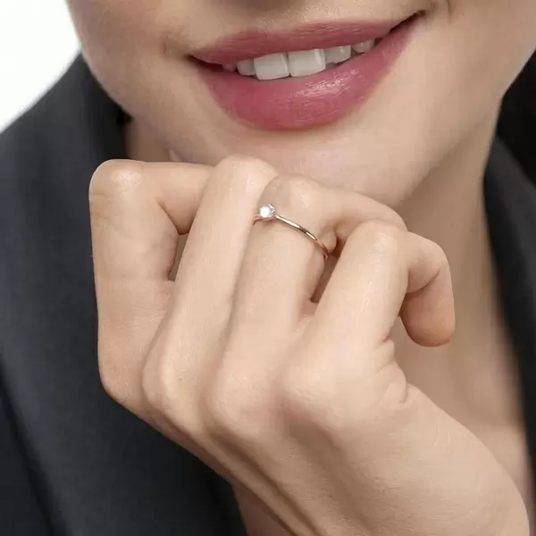 Leaf Jewelry Ring Cabochon, 14 K Rosegold, Mondstein Online Shopping