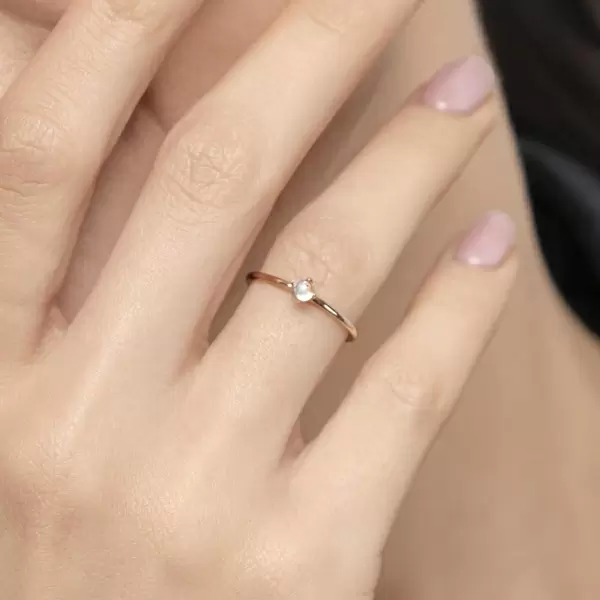 Leaf Jewelry Ring Cabochon, 14 K Rosegold, Mondstein Online Shopping