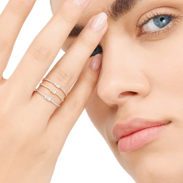 Leaf Jewelry Ring mit Diamanten, Tiny Baguette, 14K Rosegold Exklusivangebot