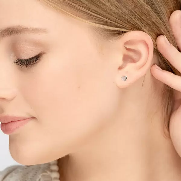 Leaf Jewelry Ohrstecker Herz, 14 K Weissgold Preisnachlass