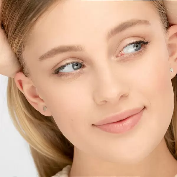 Leaf Jewelry Ohrstecker Herz, 14 K Weissgold Preisnachlass