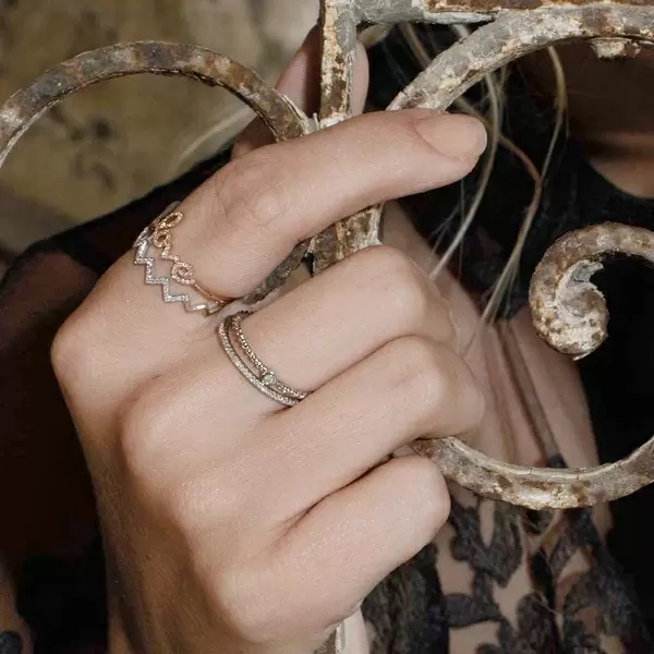 Leaf Jewelry Memoryring mit Diamanten, 18 K Weißgold Cyber Monday