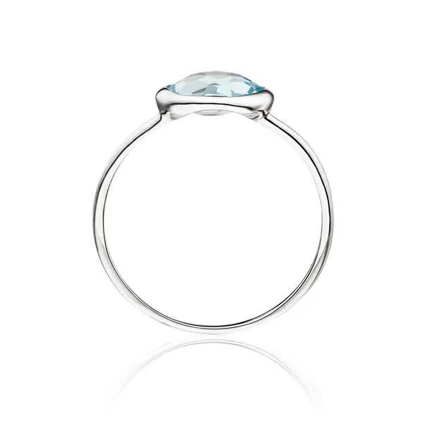 Leaf Jewelry Ring 14 K Weißgold, Blauer Topas Weihnachtsangebot