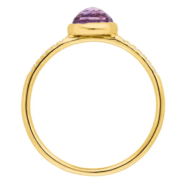Leaf Jewelry Ring Amethyst mit Diamanten, 14K Gelbgold Muttertagsangebot