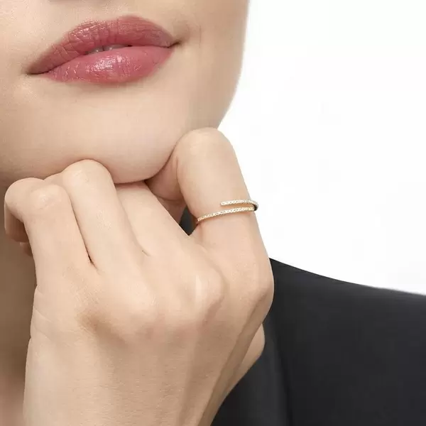 Leaf Jewelry Ring Open mit Diamanten, 18 K Gelbgold Vatertagsangebot