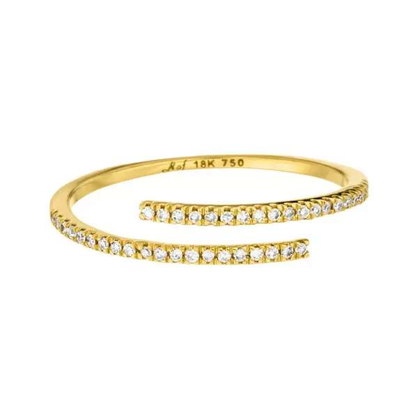 Leaf Jewelry Ring Open mit Diamanten, 18 K Gelbgold Vatertagsangebot