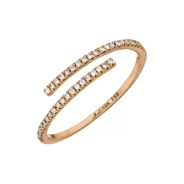 Leaf Jewelry Ring Open mit Diamanten, 18 K Rosegold
