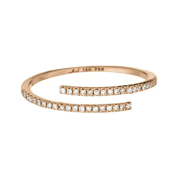 Leaf Jewelry Ring Open mit Diamanten, 18 K Rosegold Lagerräumung