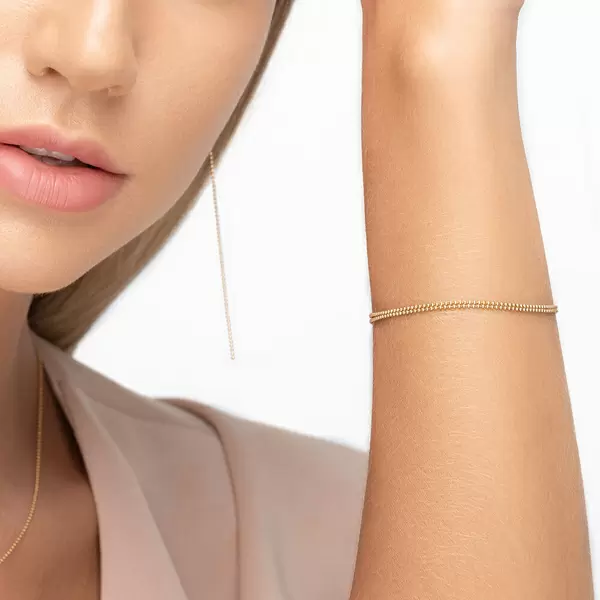 Leaf Jewelry Armkette Ball Chain Double, 14 K Gelbgold Zeitlich begrenztes Angebot