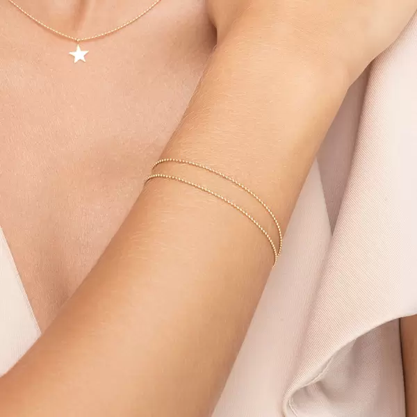 Leaf Jewelry Armkette Ball Chain Double, 14 K Gelbgold Zeitlich begrenztes Angebot