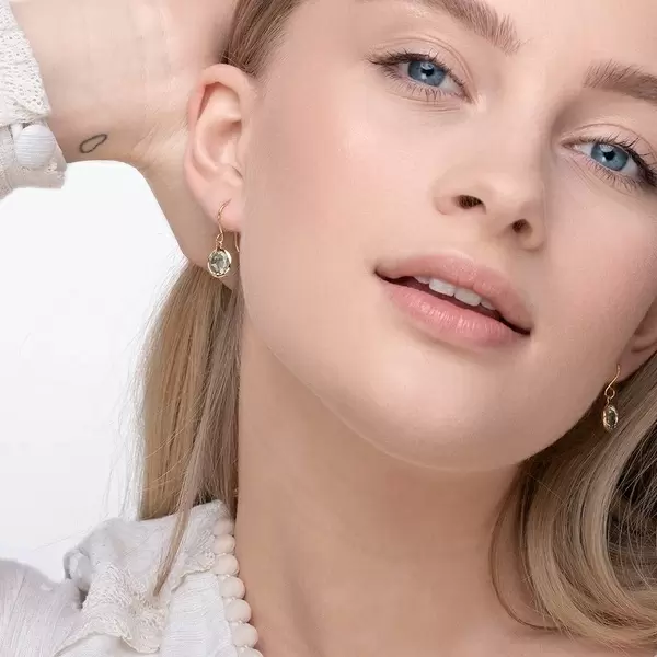 Leaf Jewelry Ohrringe Grüner Amethyst, 14 K Gelbgold Große Rabatte