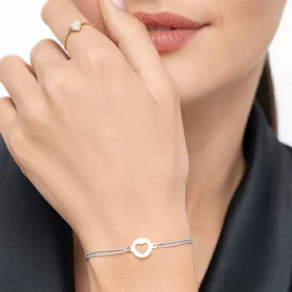 Leaf Jewelry Glücksbändchen Heart, 14 K Gelbgold, Beige Neuheiten