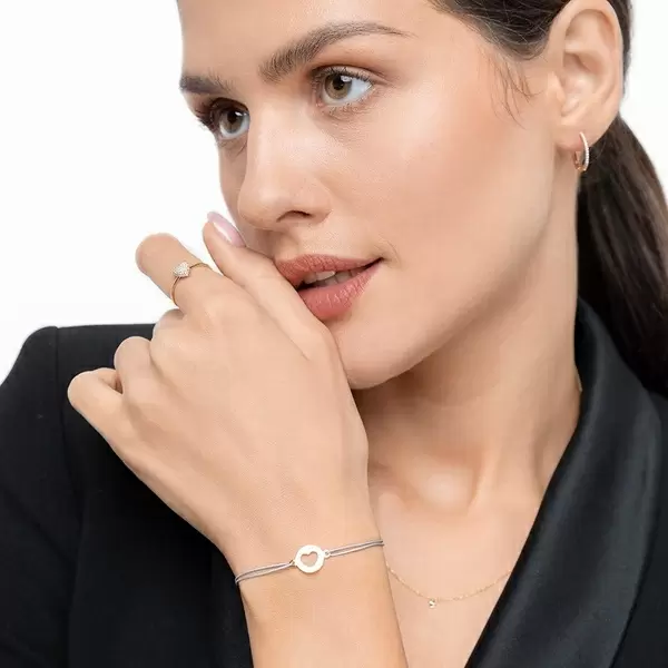 Leaf Jewelry Glücksbändchen Heart, 14 K Gelbgold, Beige Neuheiten