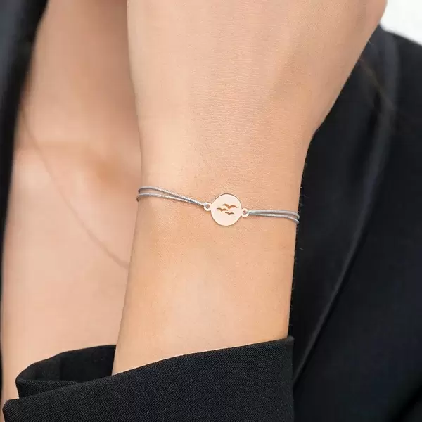 Leaf Jewelry Glücksbändchen Birds, 14 K Rosegold, Beige Räumungsverkauf