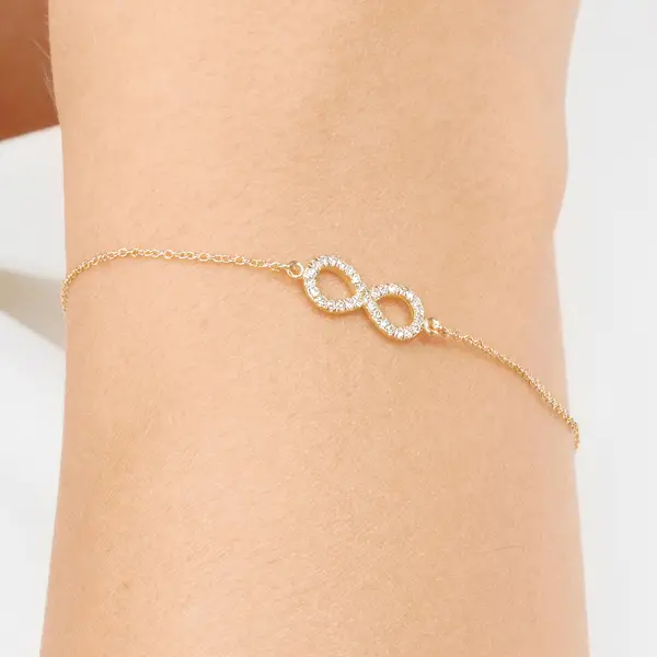 Leaf Jewelry Armkette Infinity mit Diamanten, 18 K Gelbgold Tiefpreis