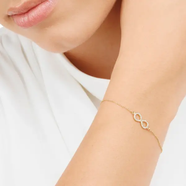 Leaf Jewelry Armkette Infinity mit Diamanten, 18 K Gelbgold Tiefpreis