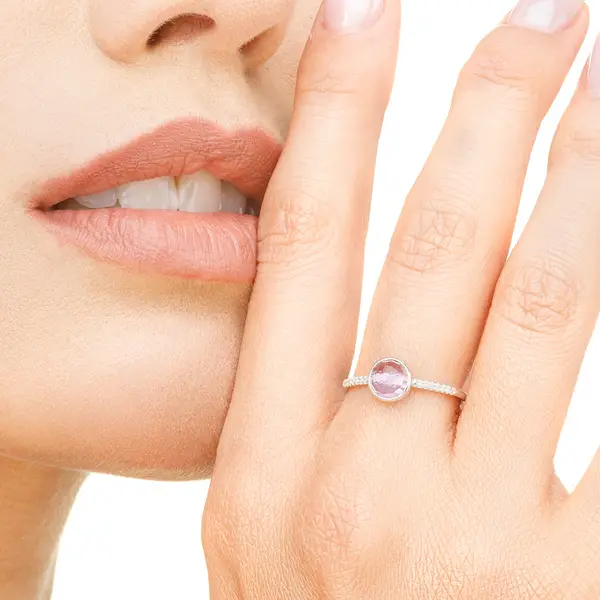 Leaf Jewelry Ring Amethyst mit Diamanten, 14K Weißgold Super Sparpreis
