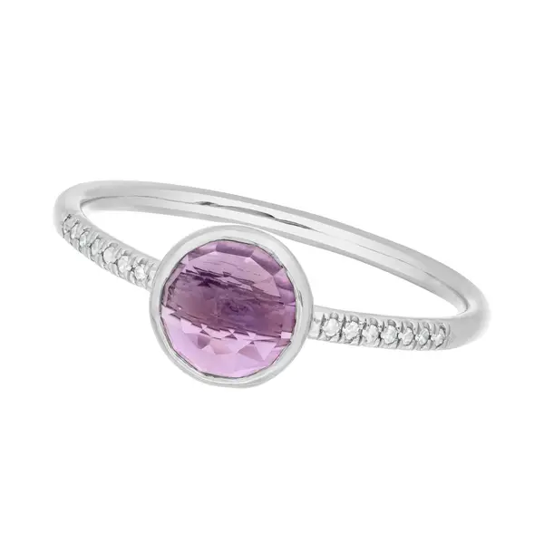 Leaf Jewelry Ring Amethyst mit Diamanten, 14K Weißgold Super Sparpreis