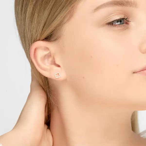 Leaf Jewelry Ohrstecker Clover mit Diamanten, 18 K Gelbgold Wochenangebot