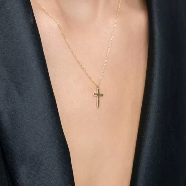 Leaf Jewelry Halskette Kreuz, 14 K Gelbgold Kostenlose Rückgabe