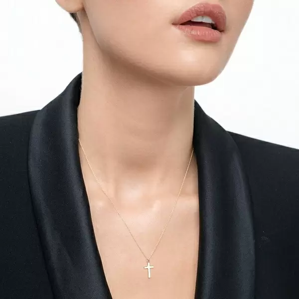 Leaf Jewelry Halskette Kreuz, 14 K Gelbgold Kostenlose Rückgabe