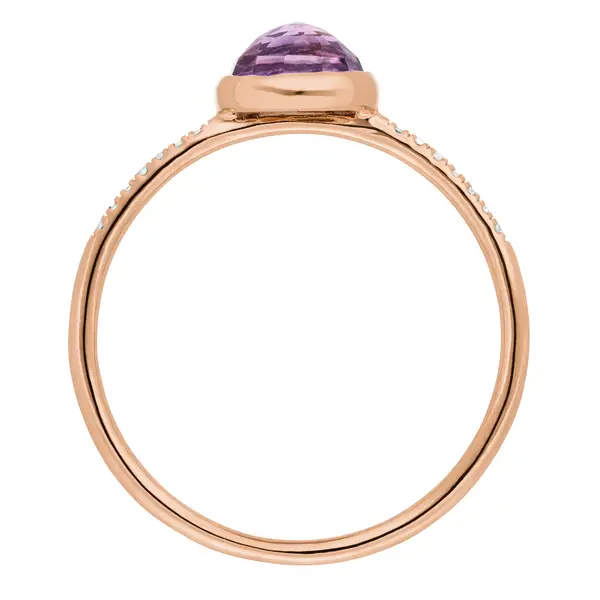 Leaf Jewelry Ring Amethyst mit Diamanten, 14K Rosegold, Gr.50 Begrenzte Freigabe