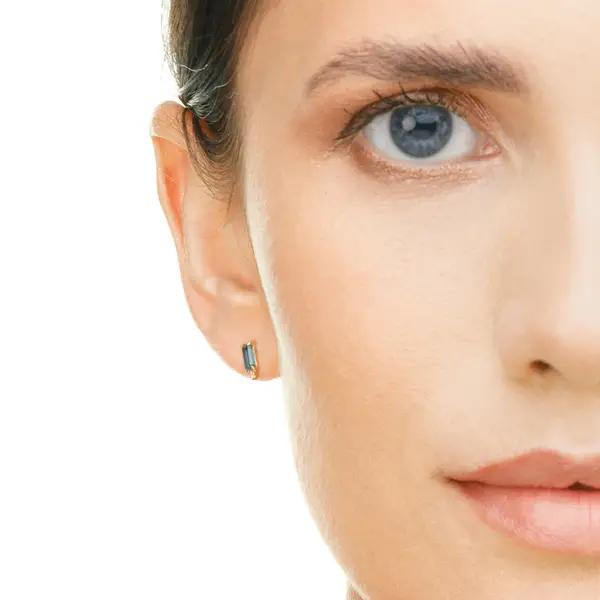 Leaf Jewelry Ohrstecker London Blue Topas, 14K Gelbgold Neueste Stile