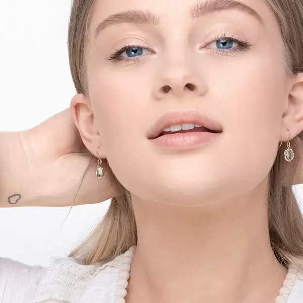 Leaf Jewelry Ohrringe Grüner Amethyst, 14 K Rosegold Bis zu 50% Rabatt