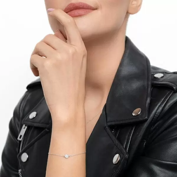 Leaf Jewelry Armkette Pavé mit Diamanten, 18 K Weißgold Nur für heute
