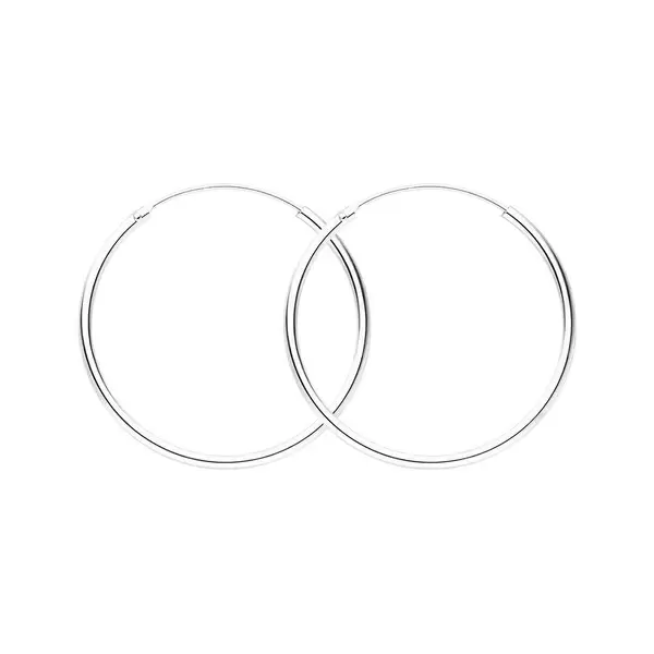 Leaf Jewelry Creole Rund L, 40mm, 14 K Weissgold