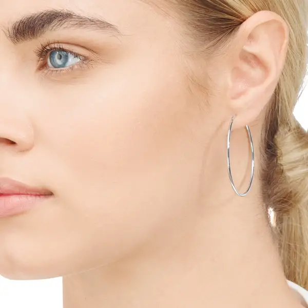 Leaf Jewelry Creole Rund L, 40mm, 14 K Weissgold Discount Store für neue Produkte